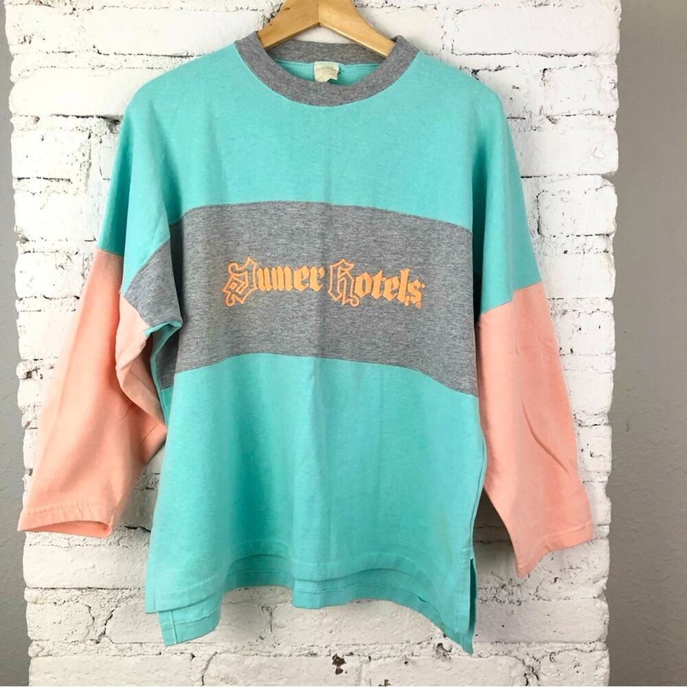 Vintage Colorblock Jumer Hotels Sweatshirt